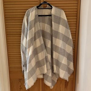 Gray and White Plaid Shawl
